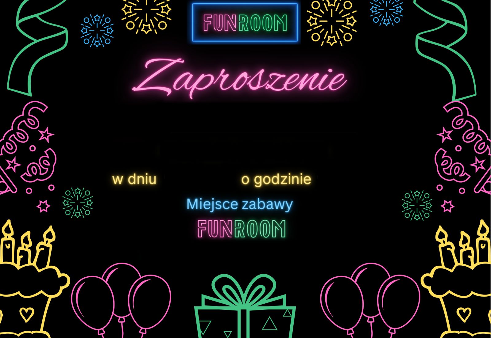 Zaproszenie na urodziny w FunRoom